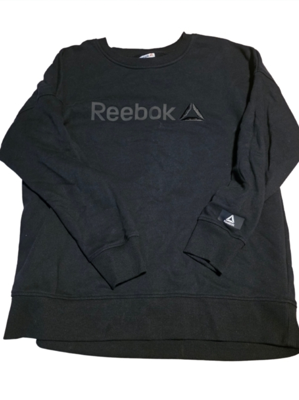 Reebok Men's Black Logo Crewneck Sweatshirt - Tonal Emblem